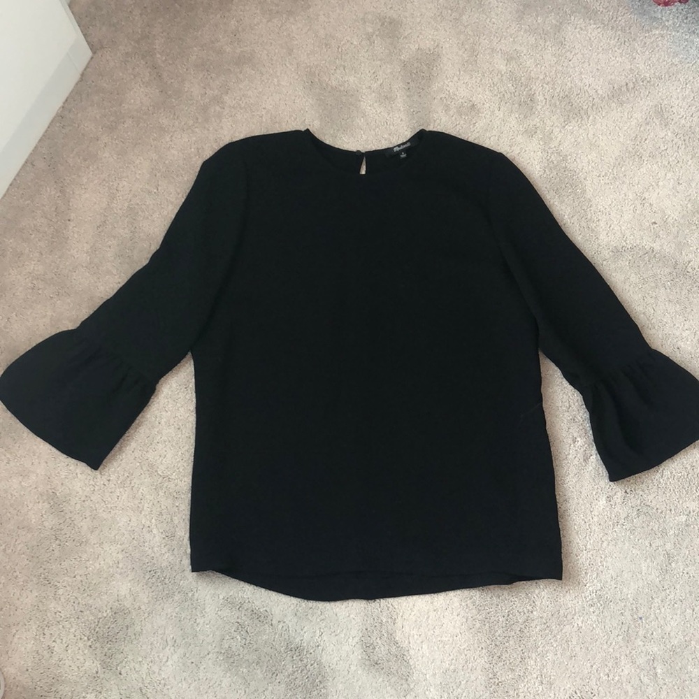 Bell-sleeved Black Blouse